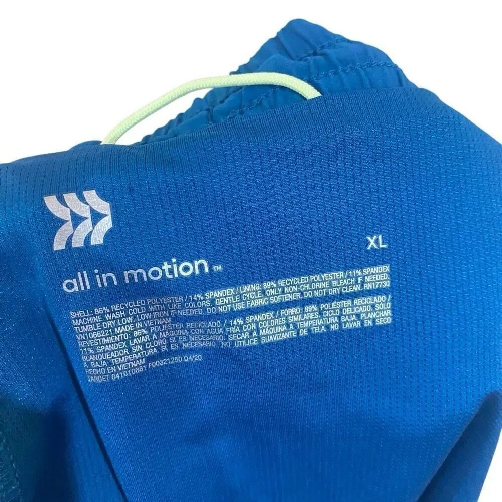 All in Motion blue shorts XL drawstring back zipper pocket built in underwear li - Picture 2 of 6